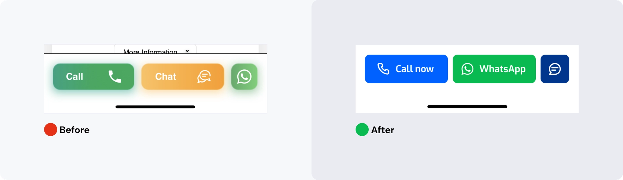 WhatsApp button — Design iterations & final solution